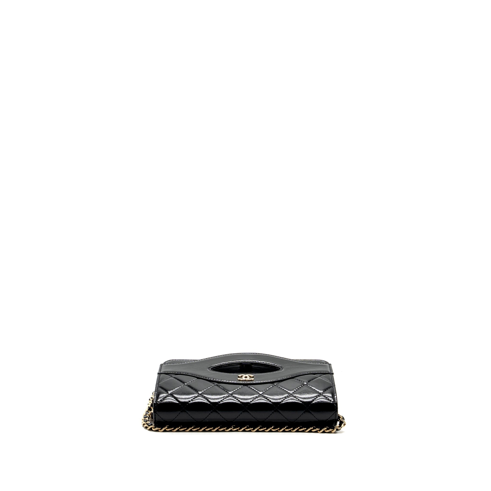 CHANEL 24C 31 WALLET ON CHAIN SHINY CALFSKIN BLACK LGHW (MICROCHIP)