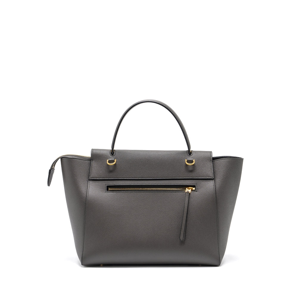 CELINE MINI BELT BAG GRAINED CALFSKIN DARK GREY GHW
