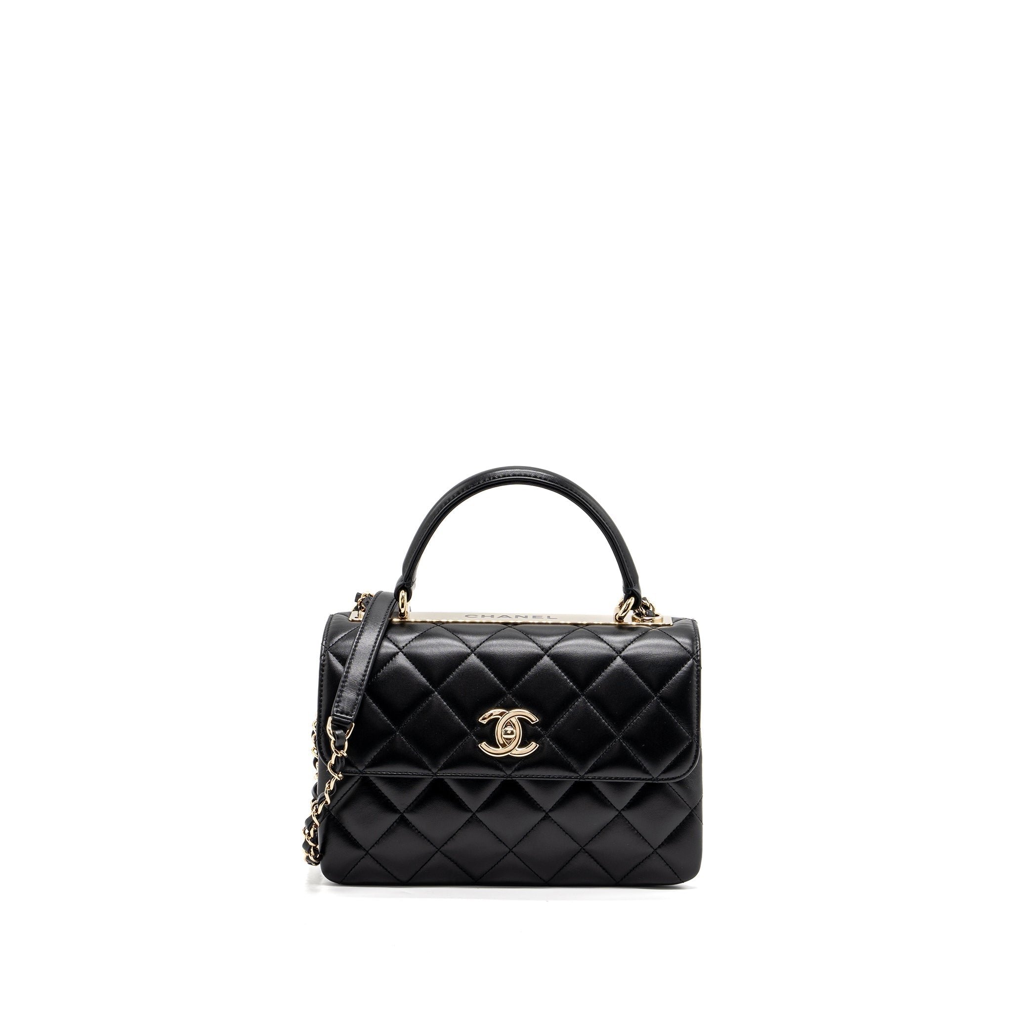 CHANEL TRENDY CC FLAP BAG WITH TOP HANDLE LAMBSKIN BLACK LGHW (MICROCHIP)