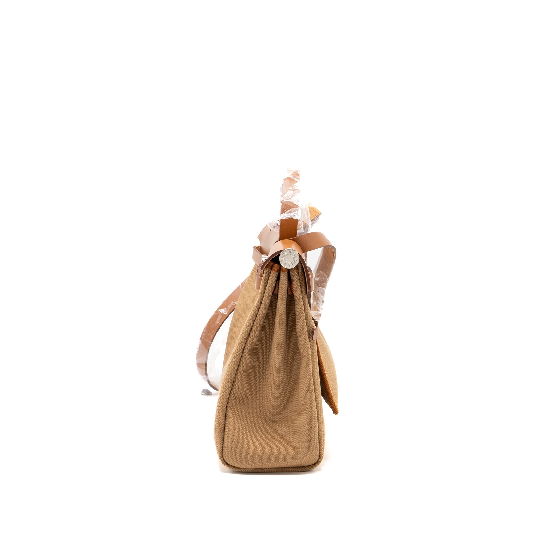 HERMES HERBAG 31 ZIP BAG CANVAS/HUNTER CHAI/FAUVE SHW