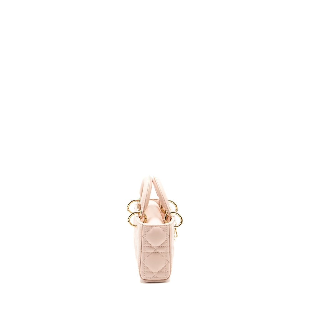 DIOR LADY D-JOY MICRO BAG LAMBSKIN POWDER PINK LGHW