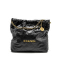 CHANEL MEDIUM 22 BAG SHINY CALFSKIN BLACK GHW (MICROCHIP)