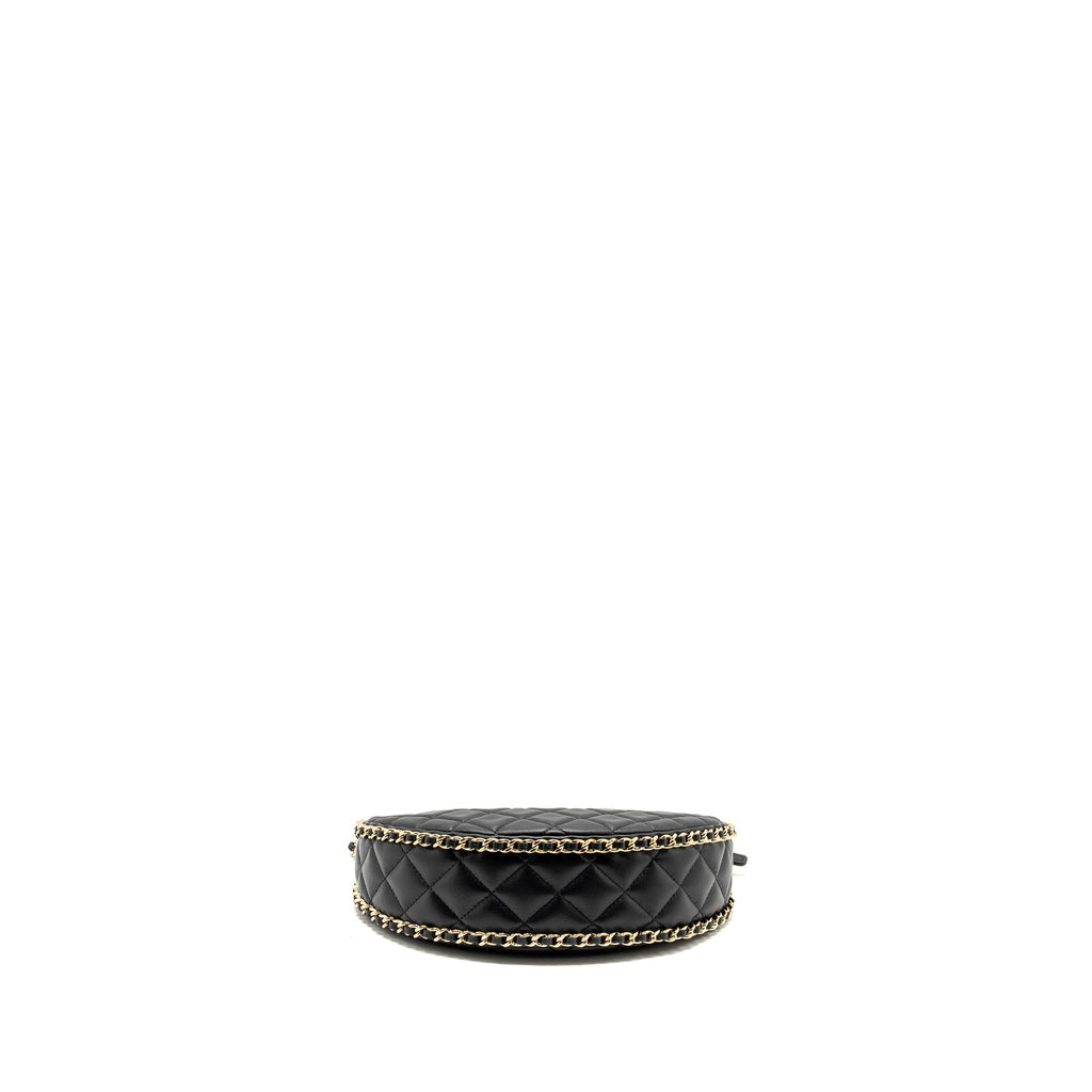 CHANEL SMALL MOON HOBO BAG LAMBSKIN BLACK LGHW (MICROCHIP)