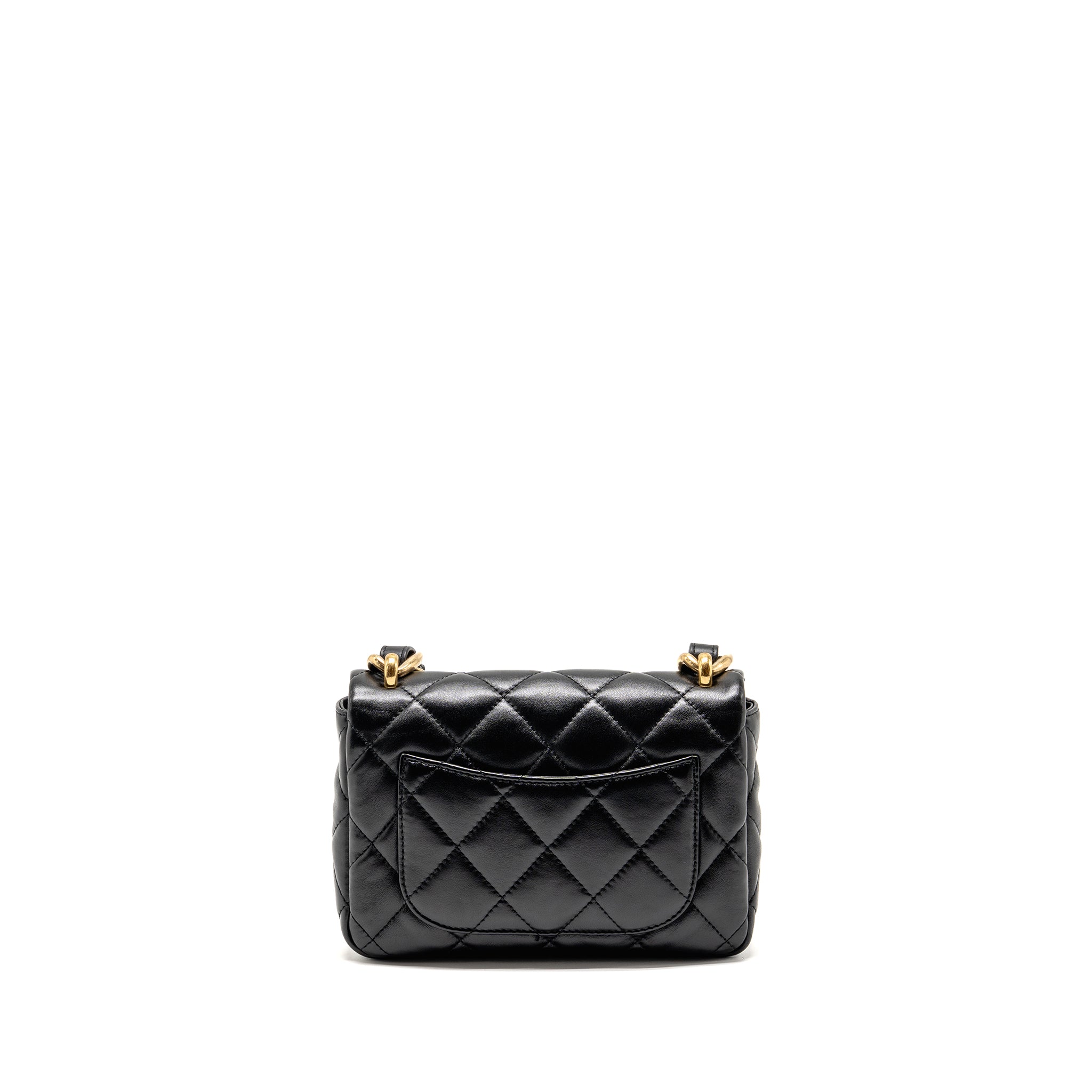 CHANEL GIANT CHAIN FLAP BAG LAMBSKIN BLACK GHW (MICROCHIP)