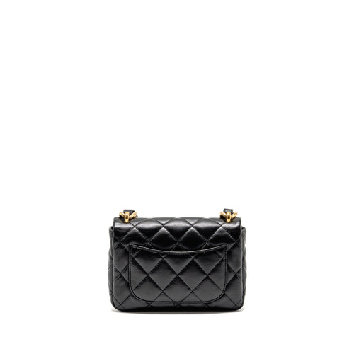 CHANEL GIANT CHAIN FLAP BAG LAMBSKIN BLACK GHW (MICROCHIP)