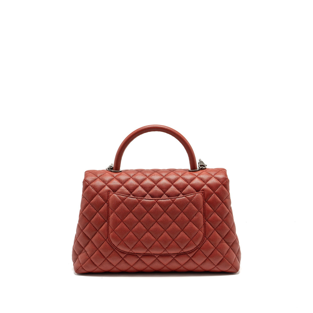 CHANEL LARGE COCO HANDLE CAVIAR DARK RED RUTHENIUM HARDWARE
