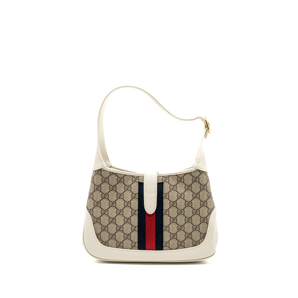 GUCCI JACKIE 1961 SMALL SHOULDER BAG GG SUPREME CANVAS / CALFSKIN WHITE MULTICOLOUR GHW