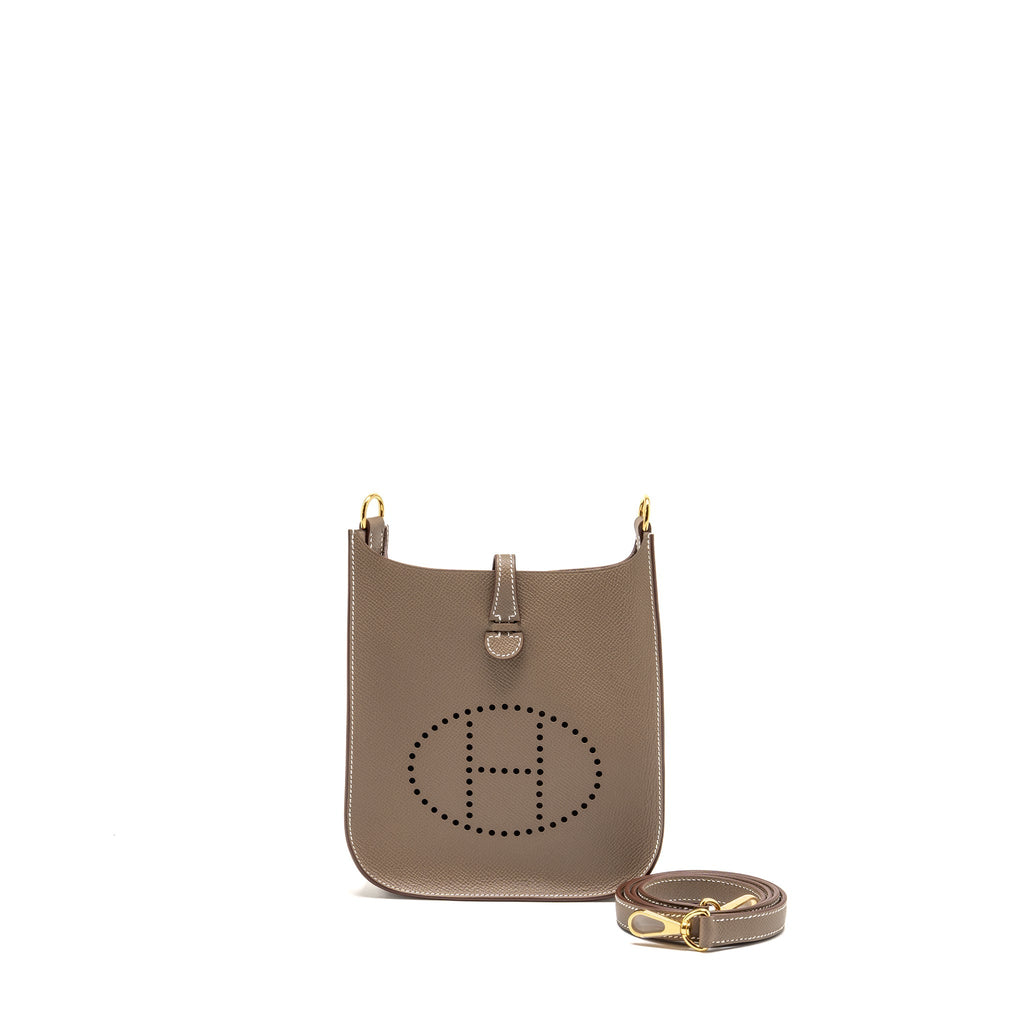 HERMES MINI EVELYNE SELLIER EPSOM ETOUPE GHW