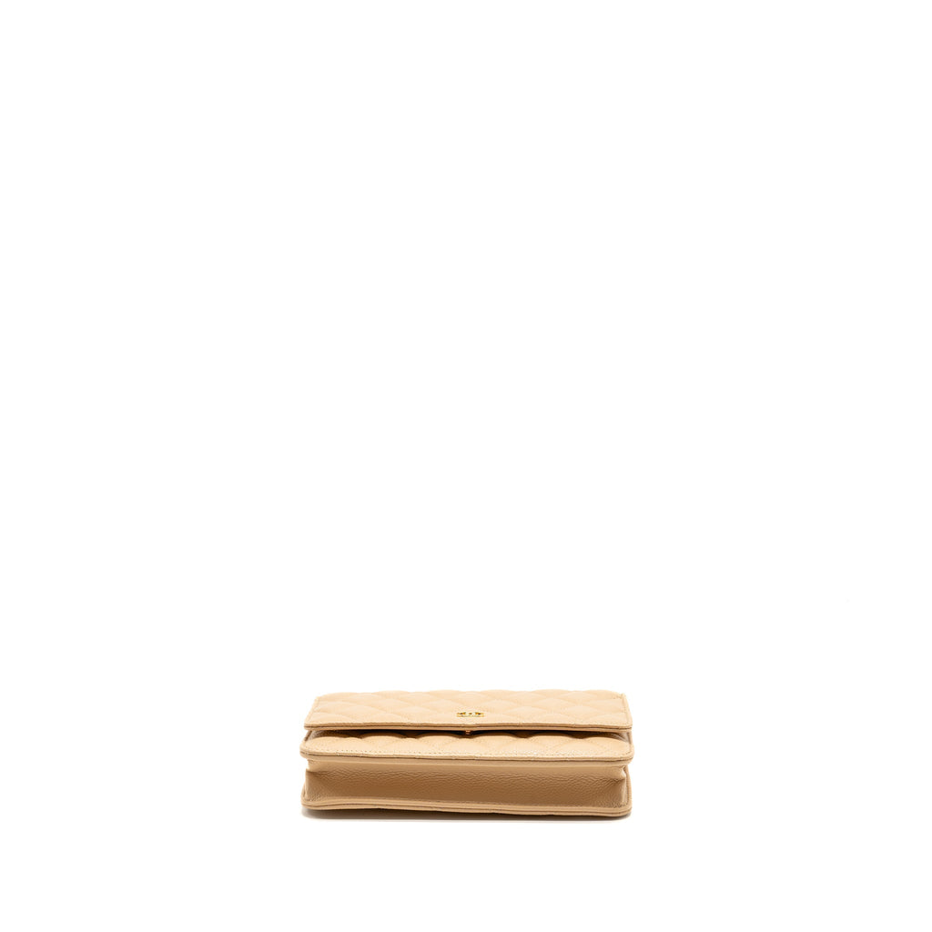 CHANEL CLASSIC WALLET ON CHAIN CAVIAR BEIGE GHW (MICROCHIP)
