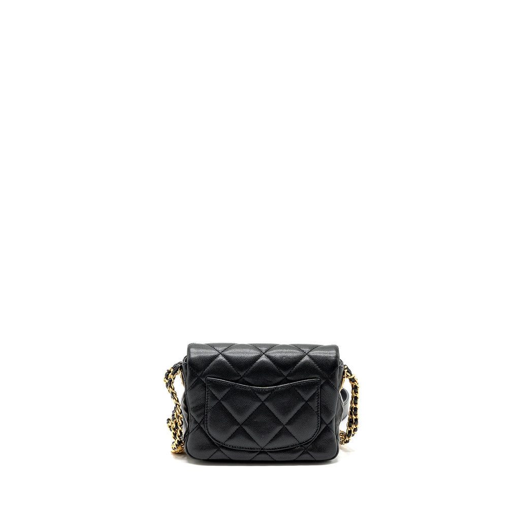 CHANEL MINI TWIST YOUR BUTTON FLAP BAG CAVIAR BLACK GHW(MICROCHIP)