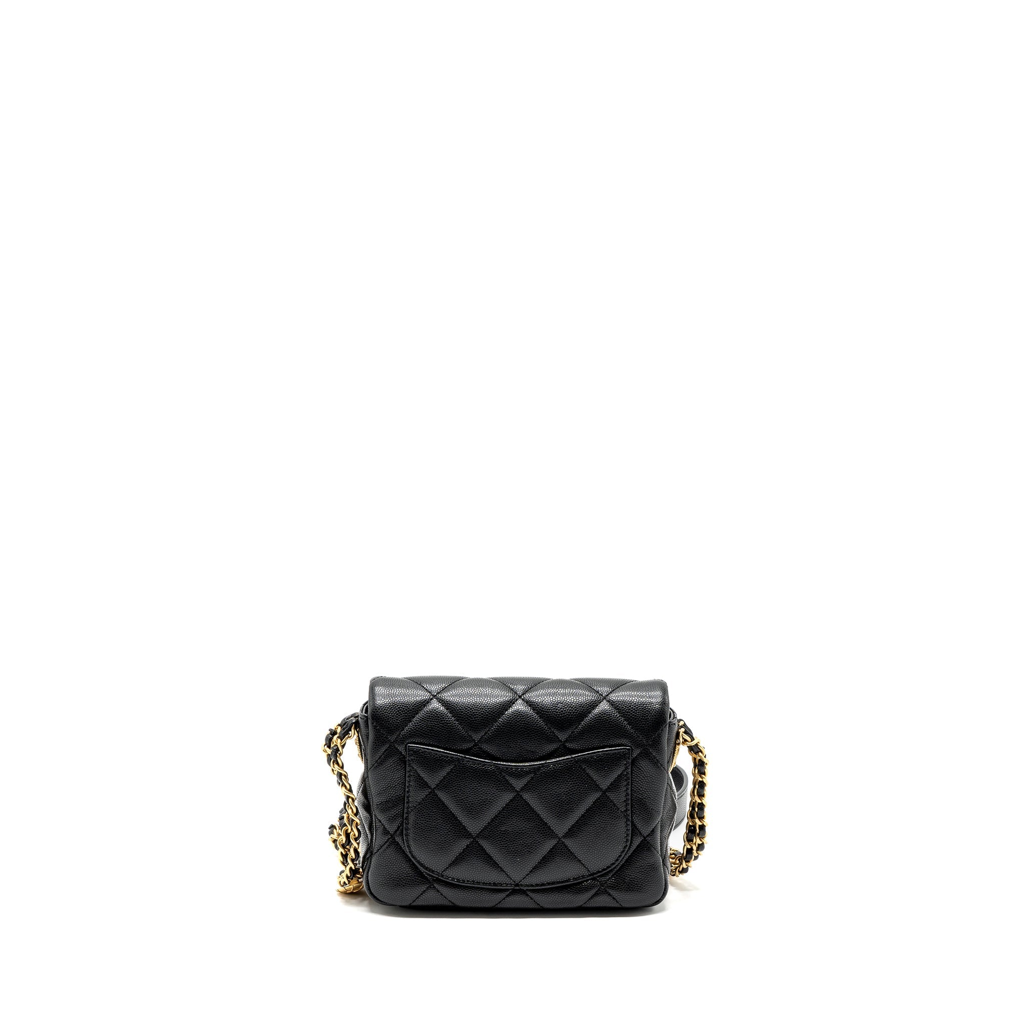 CHANEL MINI TWIST YOUR BUTTON FLAP BAG CAVIAR BLACK GHW(MICROCHIP)