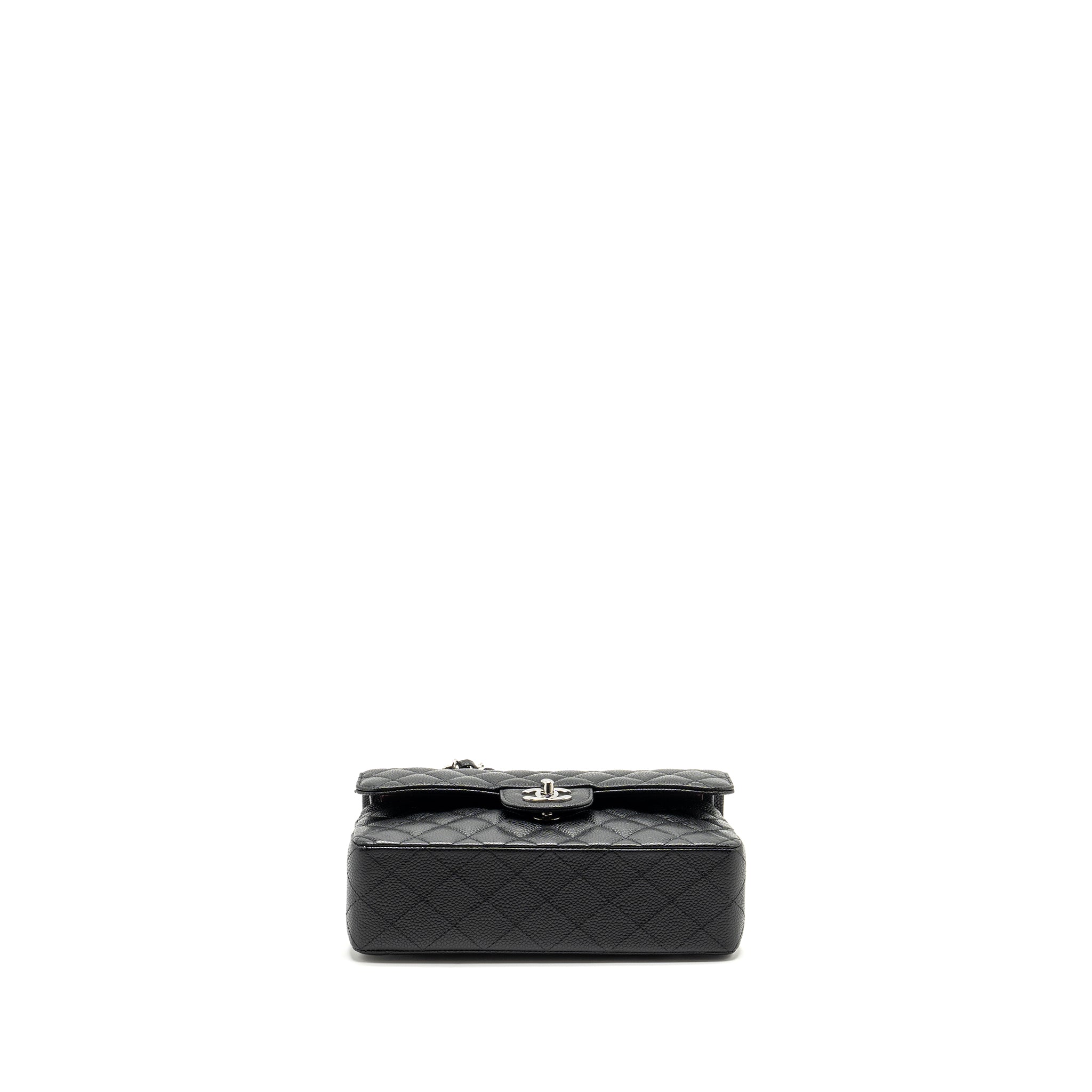 CHANEL SMALL CLASSIC DOUBLE FLAP BAG CAVIAR BLACK SHW (MICROCHIP)