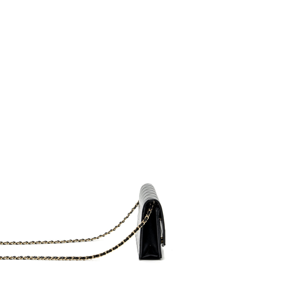 CHANEL 24C 31 WALLET ON CHAIN SHINY CALFSKIN BLACK LGHW (MICROCHIP)