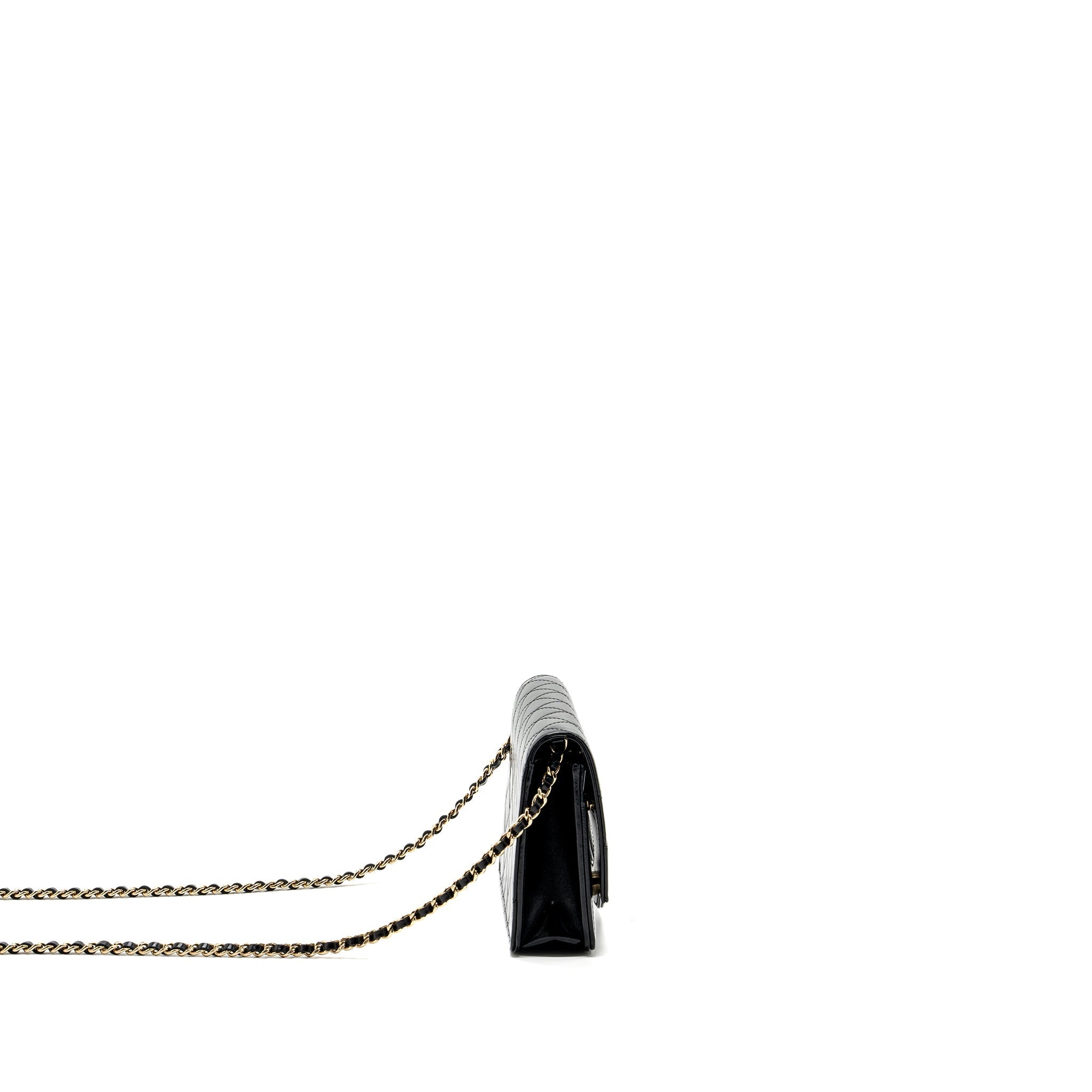 CHANEL 24C 31 WALLET ON CHAIN SHINY CALFSKIN BLACK LGHW (MICROCHIP)