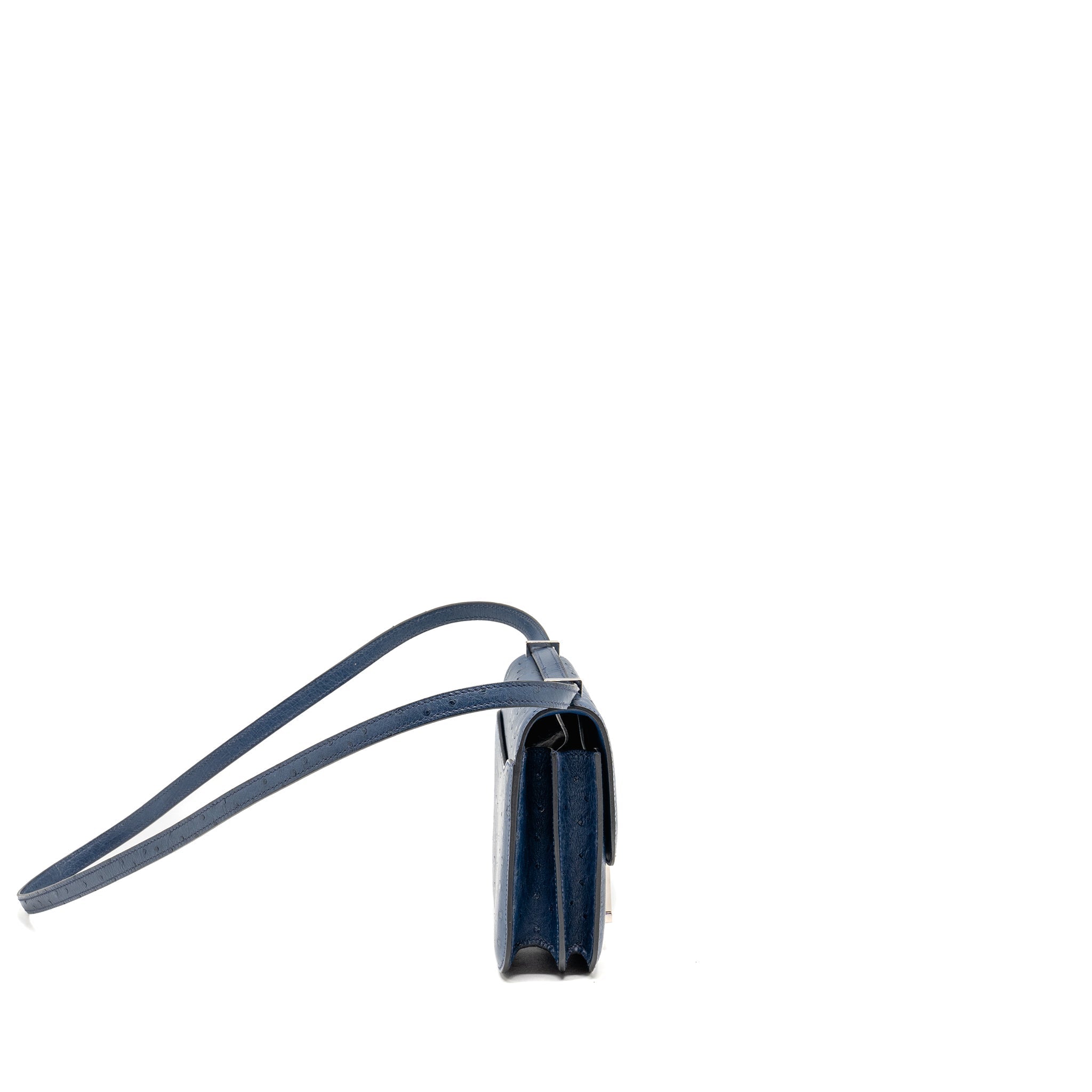 HERMES MINI CONSTANCE OSTRICH 7L BLEU DE MALTE SHW