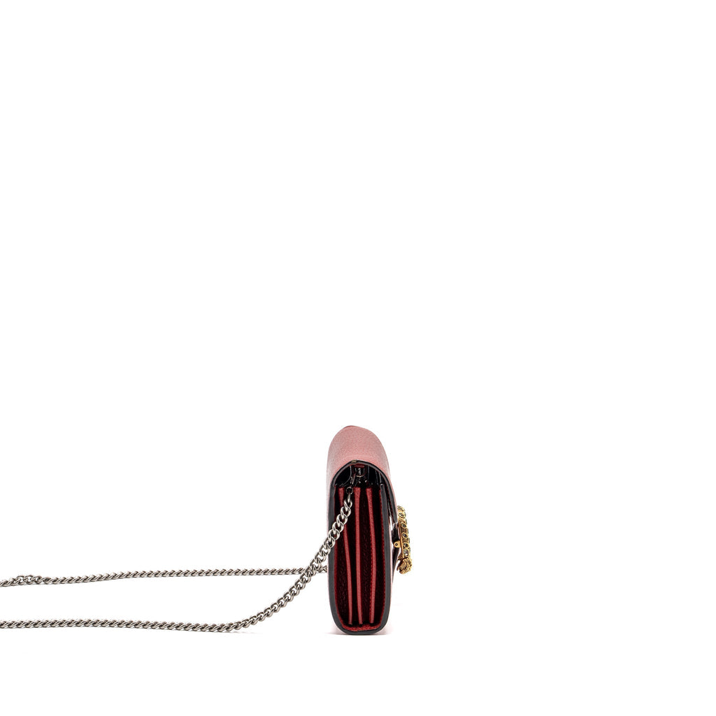 GUCCI DIONYSUS WALLET ON CHAIN CALFSKIN RED MULTICOLOUR HARDWARE