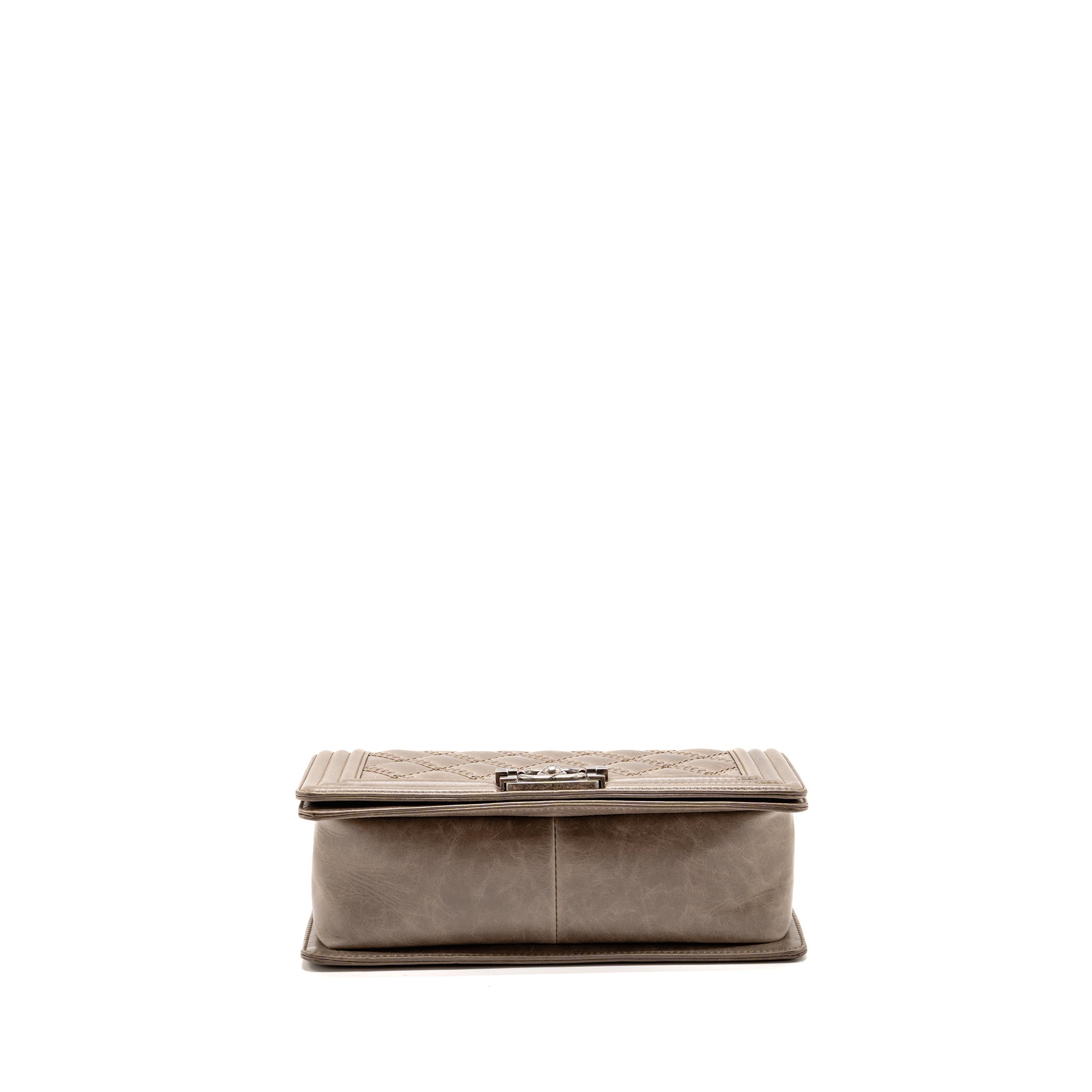 CHANEL MEDIUM BOY BAG QUILTED CALFSKIN GREY RUTHENIUM HARDWARE