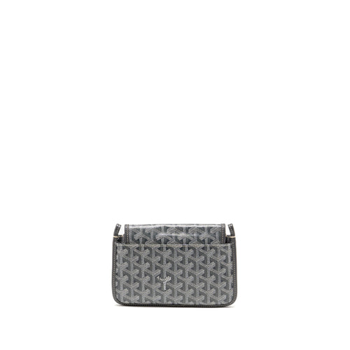 GOYARD PLUMET POCKET WALLET GOYARDINE CANVAS/CALFSKIN GREY SHW