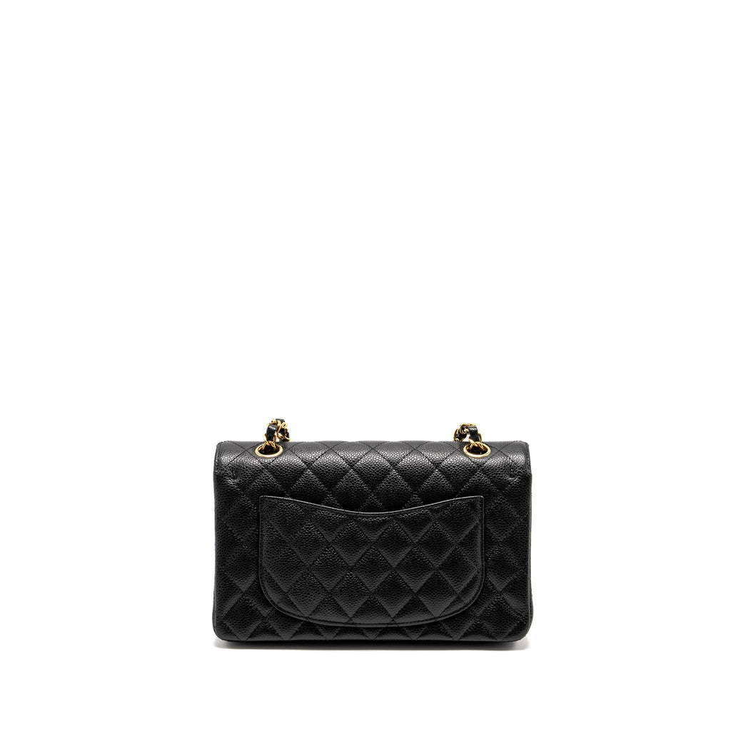 CHANEL SMALL CLASSIC DOUBLE FLAP BAG CAVIAR BLACK GHW(MICROCHIP)