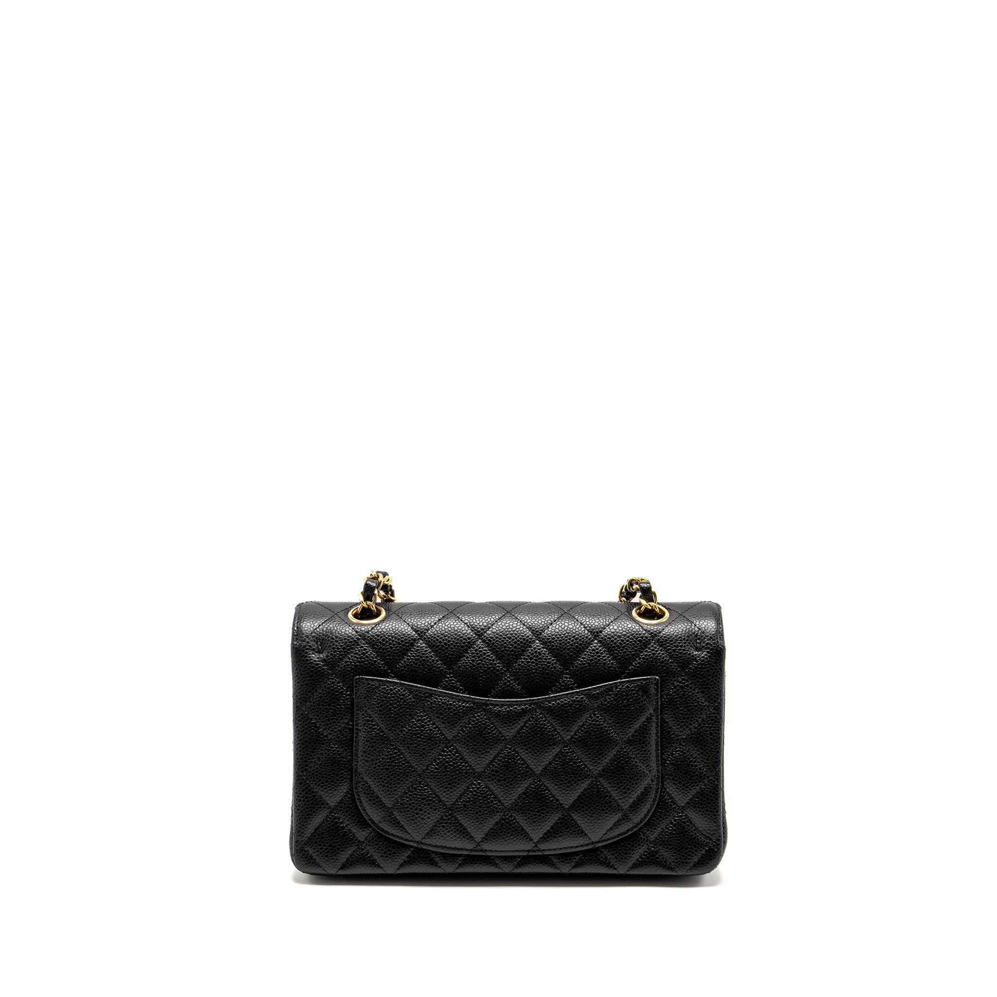 CHANEL SMALL CLASSIC DOUBLE FLAP BAG CAVIAR BLACK GHW(MICROCHIP)