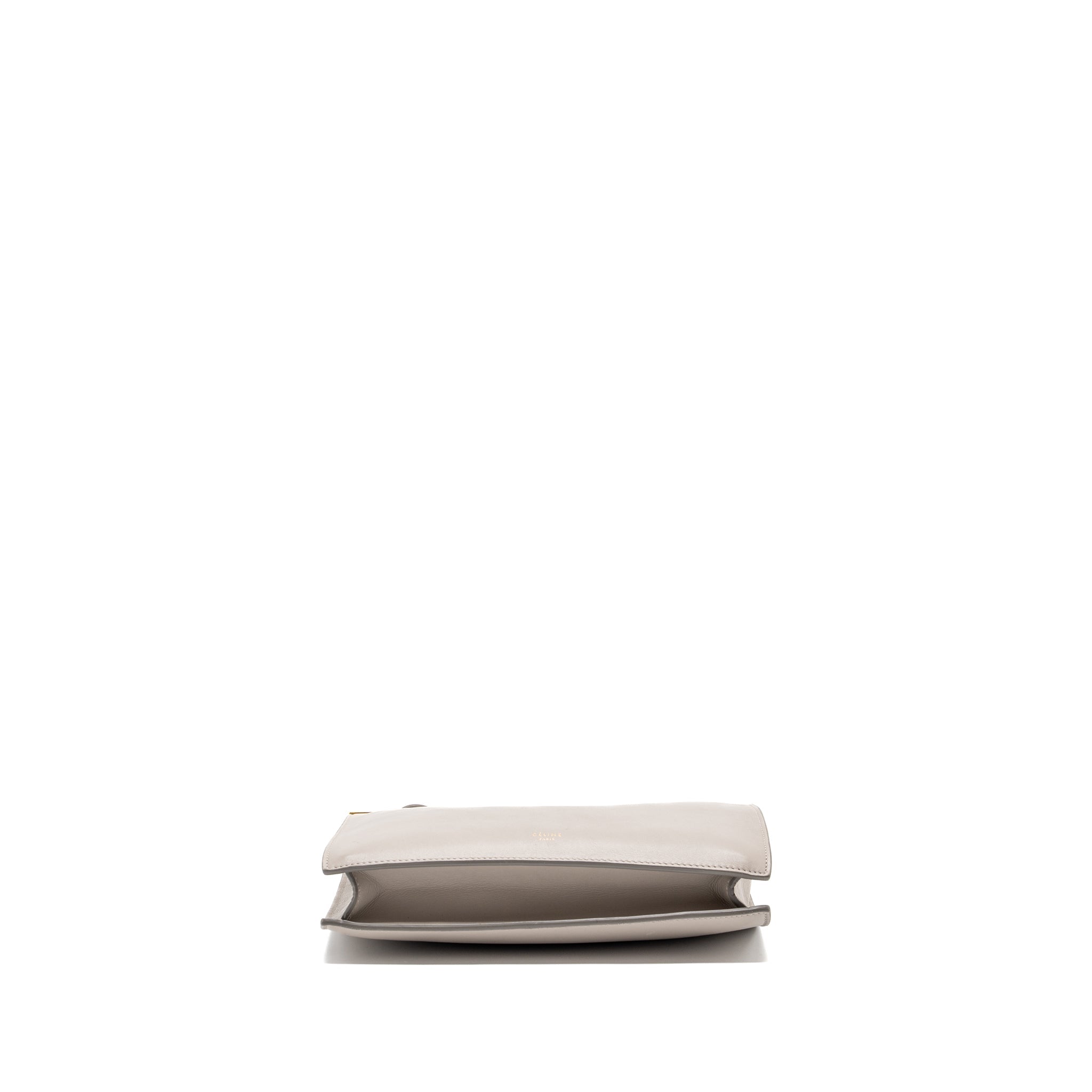 CELINE MINI CLASP SHOULDER BAG LIGHT GREY LEATHER GHW