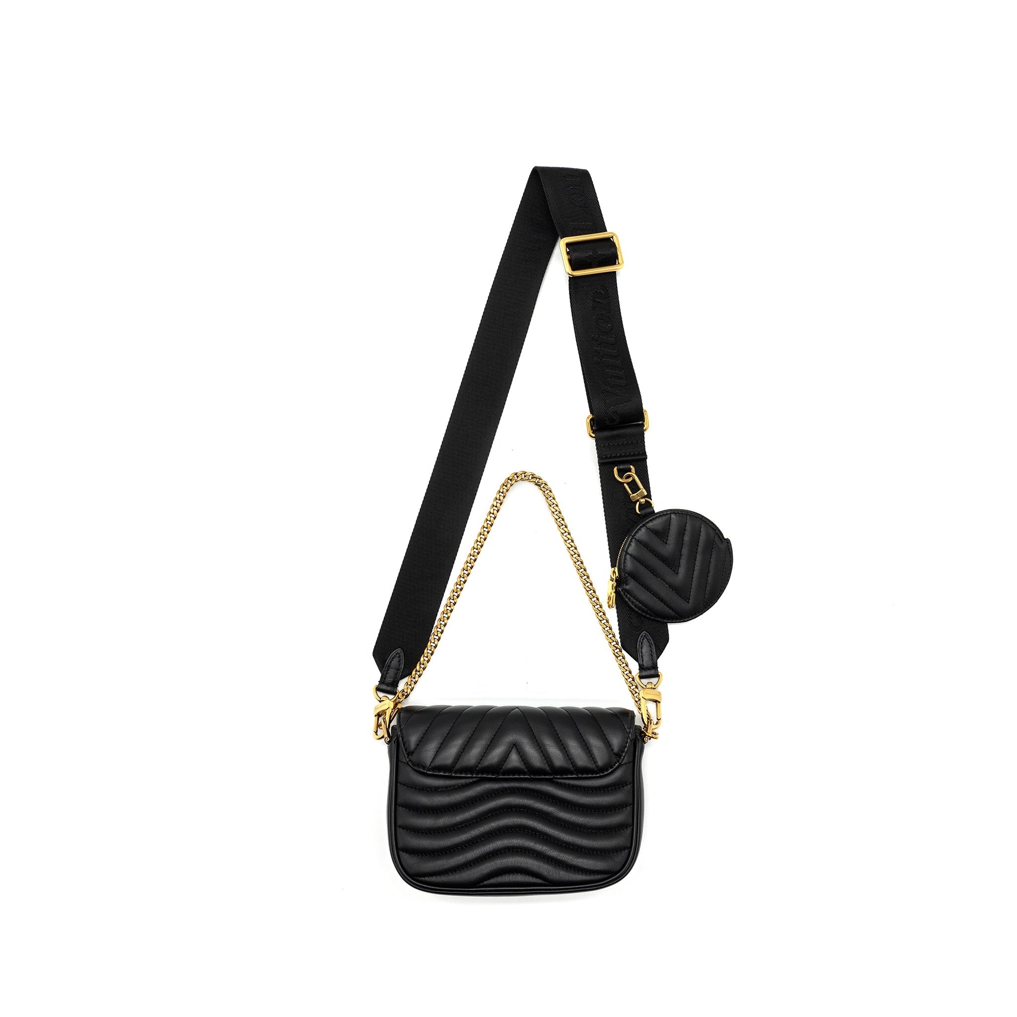 LOUIS VUITTON NEW WAVE MULTI POCHETTE CALFSKIN BLACK GHW