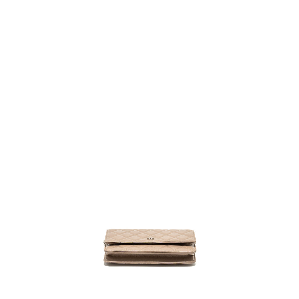 CHANEL CLASSIC WALLET ON CHAIN CAVIAR DARK BEIGE SHW