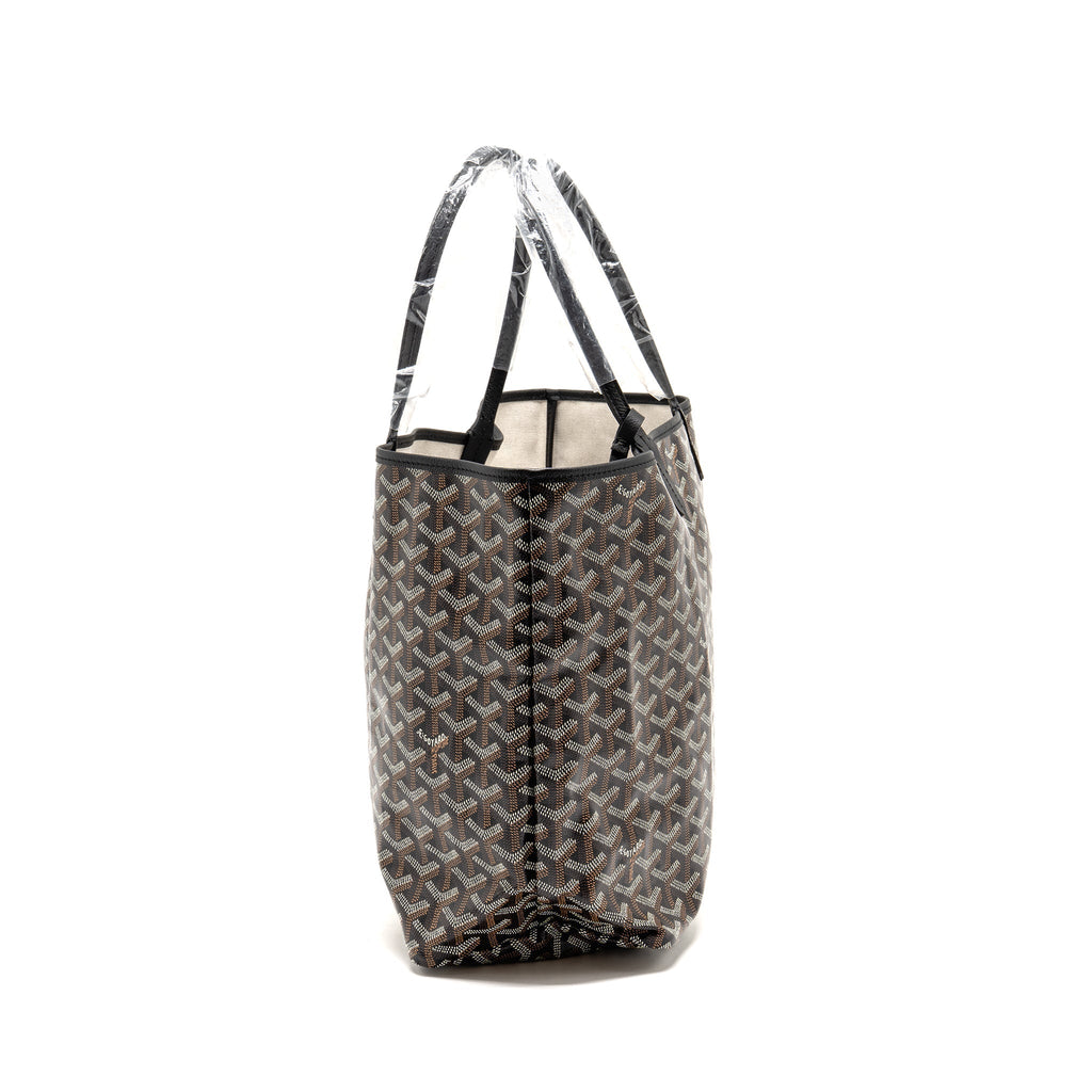 GOYARD SAINT LOUIS PM BAG GOYARDINE CANVAS/CALFSKIN BLACK SHW