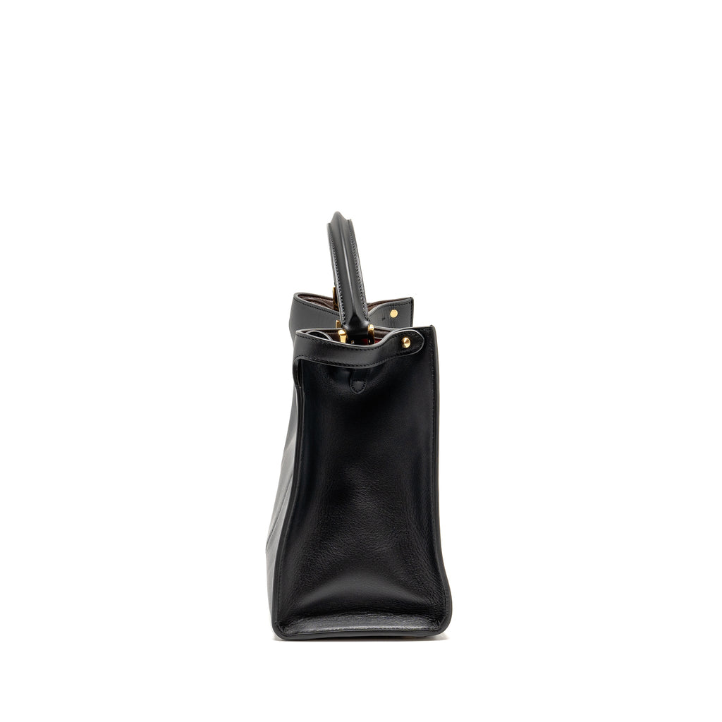 FENDI PEEKABOO X-LITE MEDIUM CALFSKIN BLACK GHW WITH FLOWERLAND STRAP