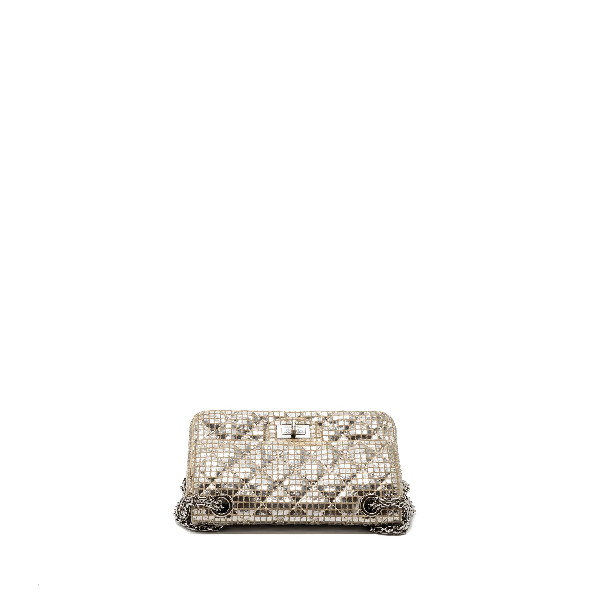 CHANEL MINI 2.55 REISSUE FLAP BAG CALFSKIN BEIGE / SILVER SHW