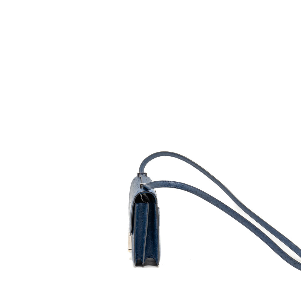 HERMES MINI CONSTANCE OSTRICH 7L BLEU DE MALTE SHW