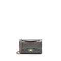 CHANEL 22A SMALL CLASSIC DOUBLE FLAP BAG LAMBSKIN GREY LGHW (MICROCHIP)