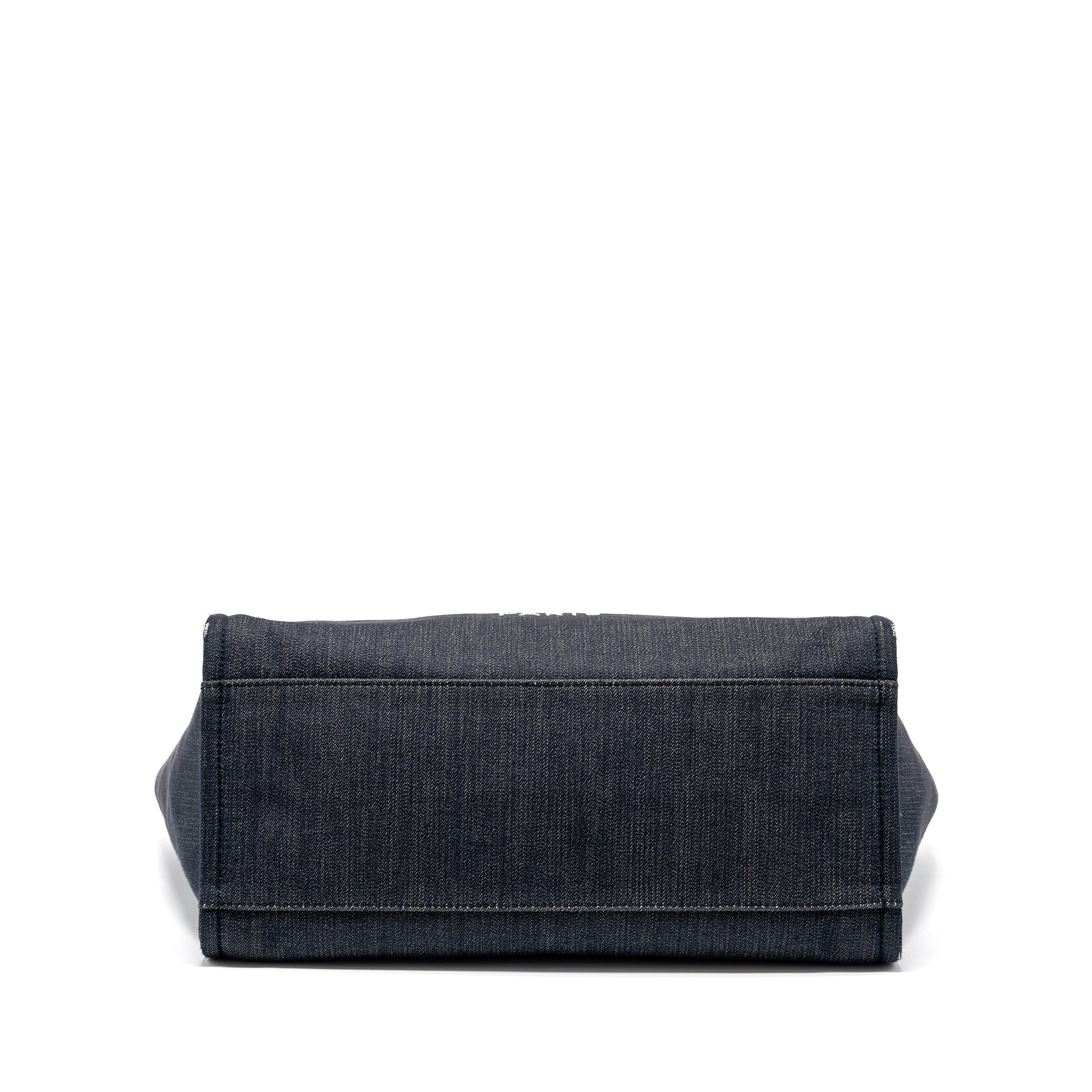 CHANEL DEAUVILLE TOTE BAG DENIM/CALFSKIN DARK BLUE SHW