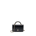CHANEL LEATHER TOP HANDLE WALLET ON CHAIN LAMBSKIN BLACK LGHW (MICROCHIP)
