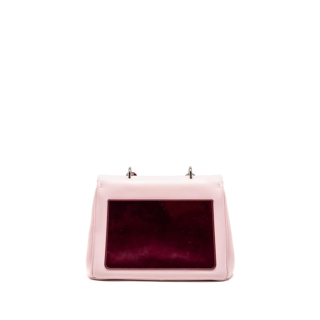 DIOR MEDIUM BE DIOR FLAP BAG CALFSKIN/METALLIC PATENT PINK SHW