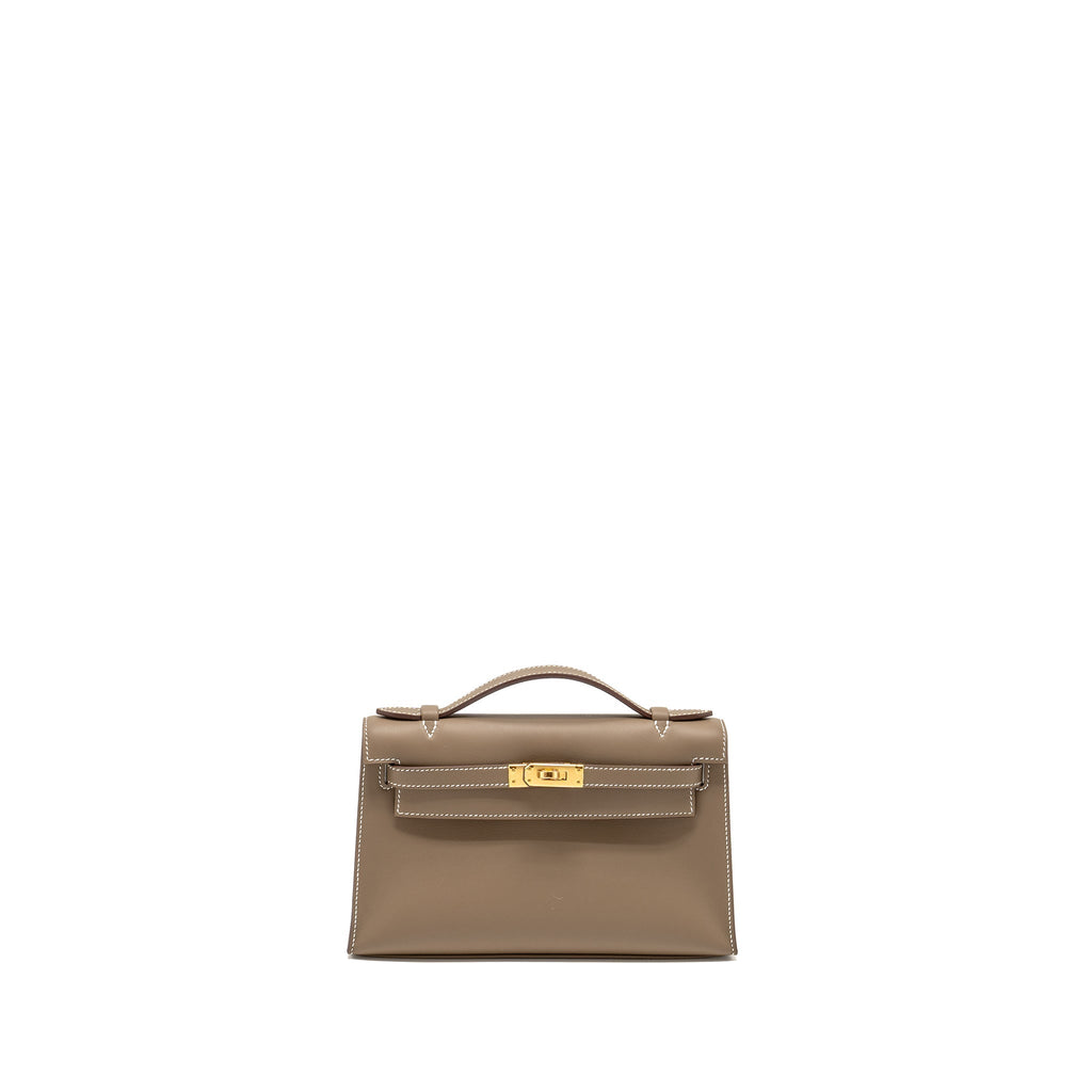 HERMES KELLY POCHETTE SWIFT ETOUPE GHW