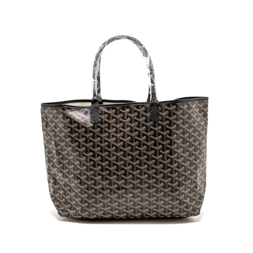 GOYARD SAINT LOUIS PM BAG GOYARDINE CANVAS/CALFSKIN BLACK SHW