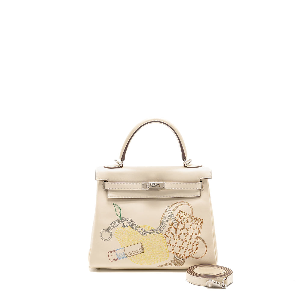 HERMES KELLY 25 IN AND OUT SWIFT IMPRIME NATA/MULTICOLOUR SHW