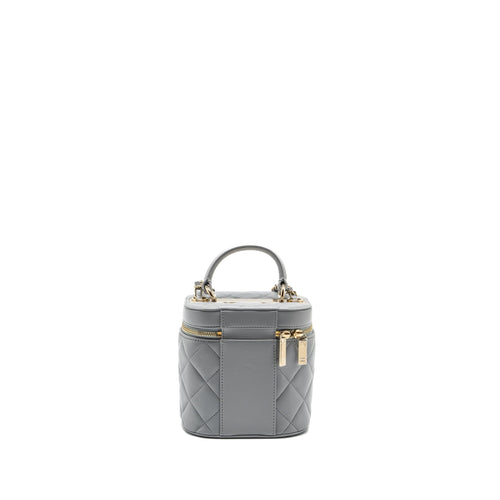 CHANEL TRENDY CC TOP HANDLE VANITY WITH CHAIN LAMBSKIN GREY LGHW