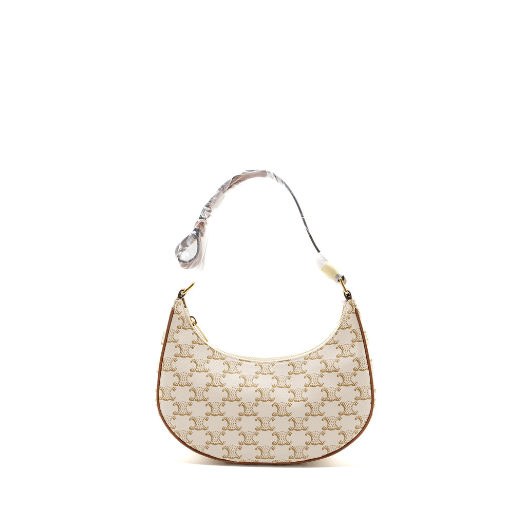 CELINE AVA BAG TRIOMPHE CANVAS/CALFSKIN WHITE GHW