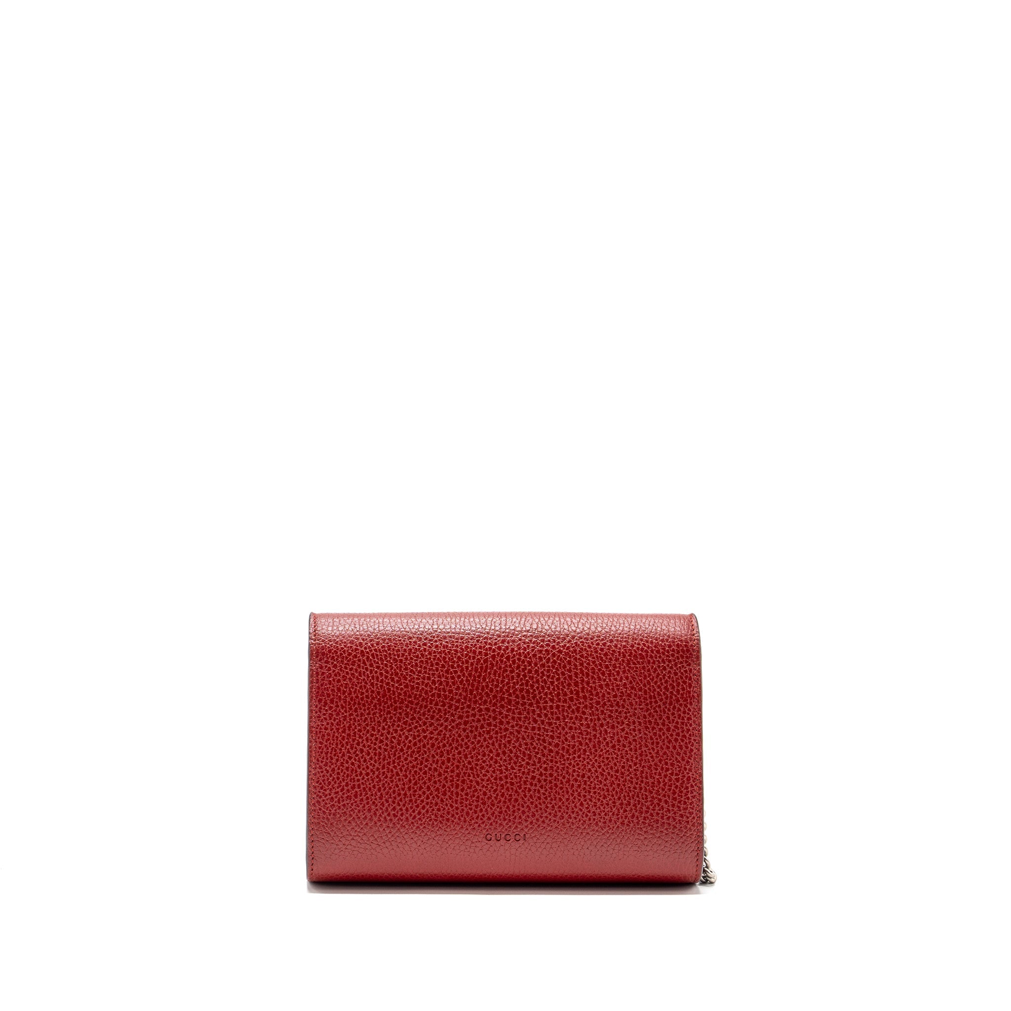 GUCCI DIONYSUS WALLET ON CHAIN CALFSKIN RED MULTICOLOUR HARDWARE