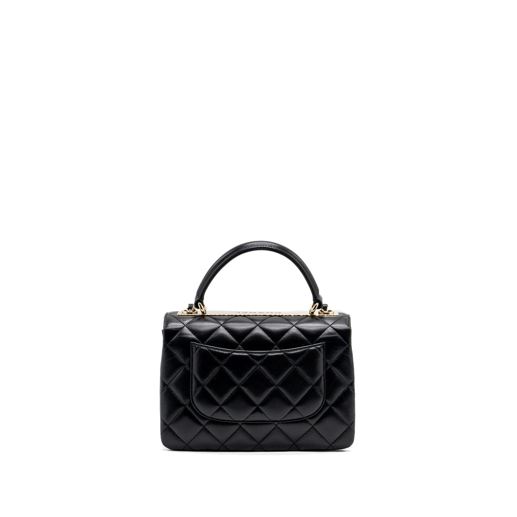 CHANEL TRENDY CC FLAP BAG WITH TOP HANDLE LAMBSKIN BLACK LGHW (MICROCHIP)
