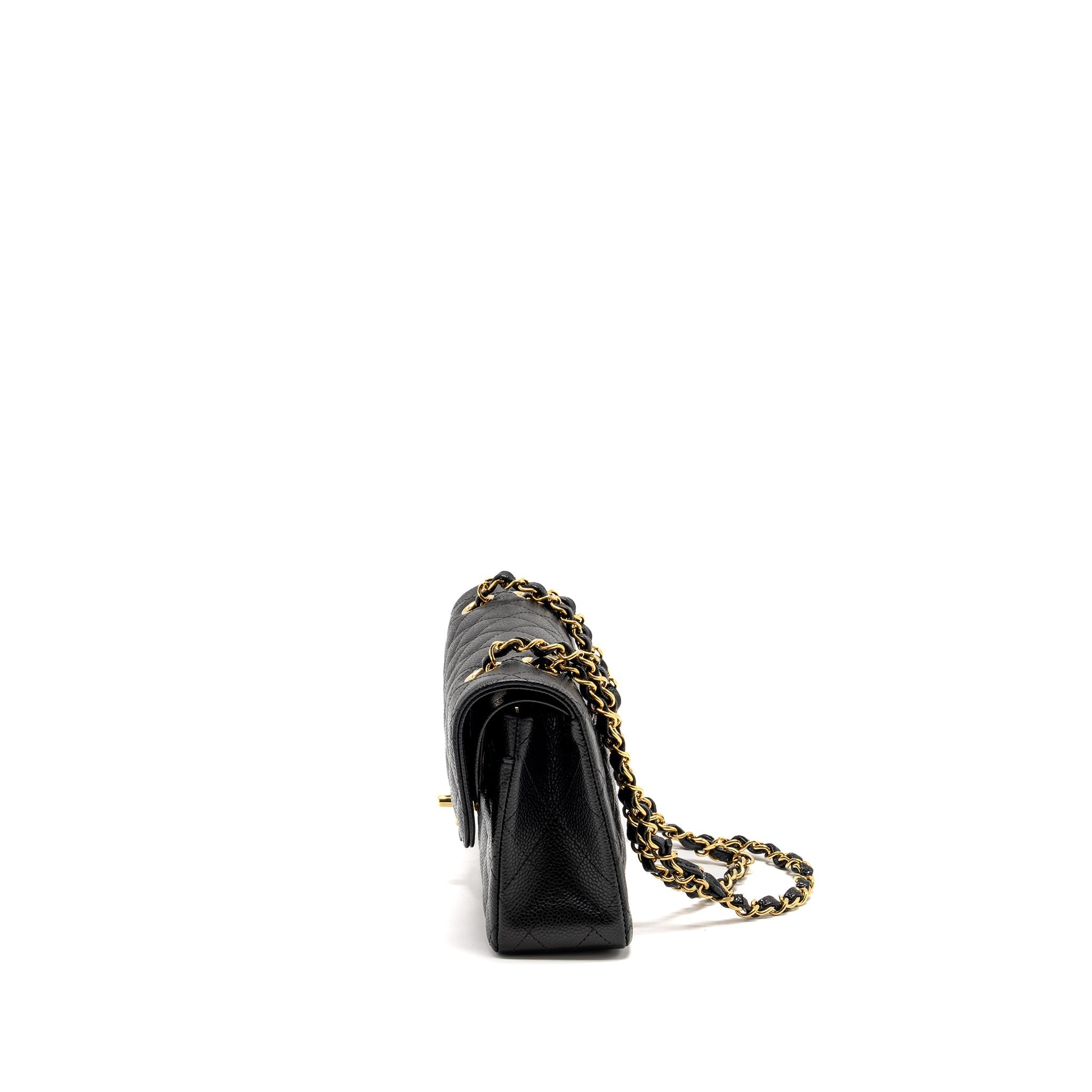 CHANEL SMALL CLASSIC DOUBLE FLAP BAG CAVIAR BLACK GHW(MICROCHIP)