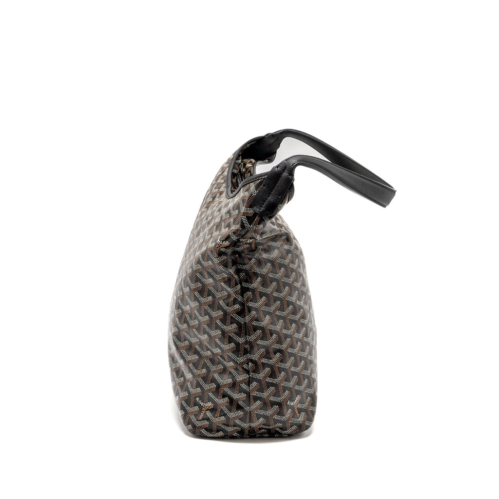 GOYARD BOHEME HOBO BAG GOYARDINE CANVAS / CALFSKIN BLACK SHW