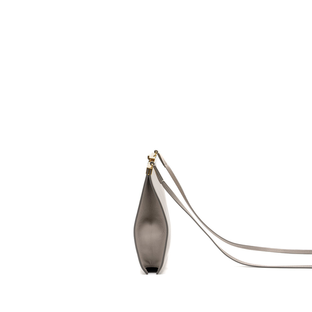 CELINE MINI CLASP SHOULDER BAG LIGHT GREY LEATHER GHW