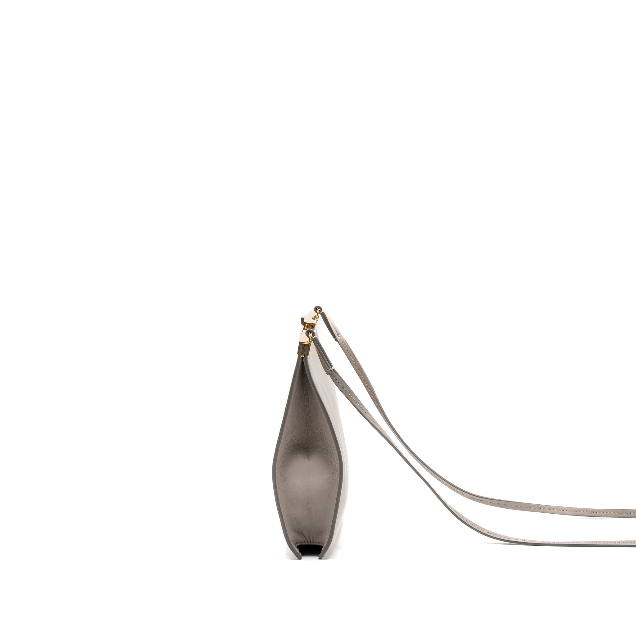 CELINE MINI CLASP SHOULDER BAG LIGHT GREY LEATHER GHW