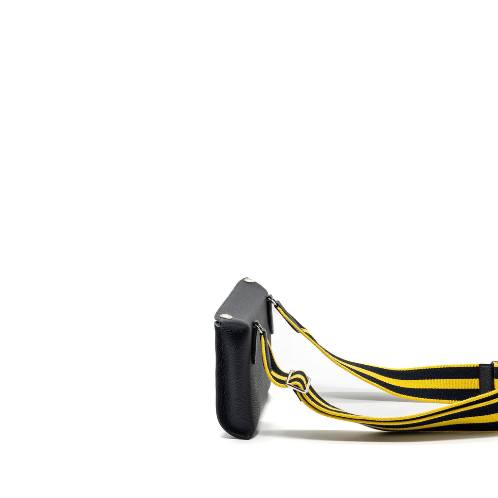 HERMES VIDEPOCHES TOGO BLACK WITH MULTICOLOUR STRAP SHW