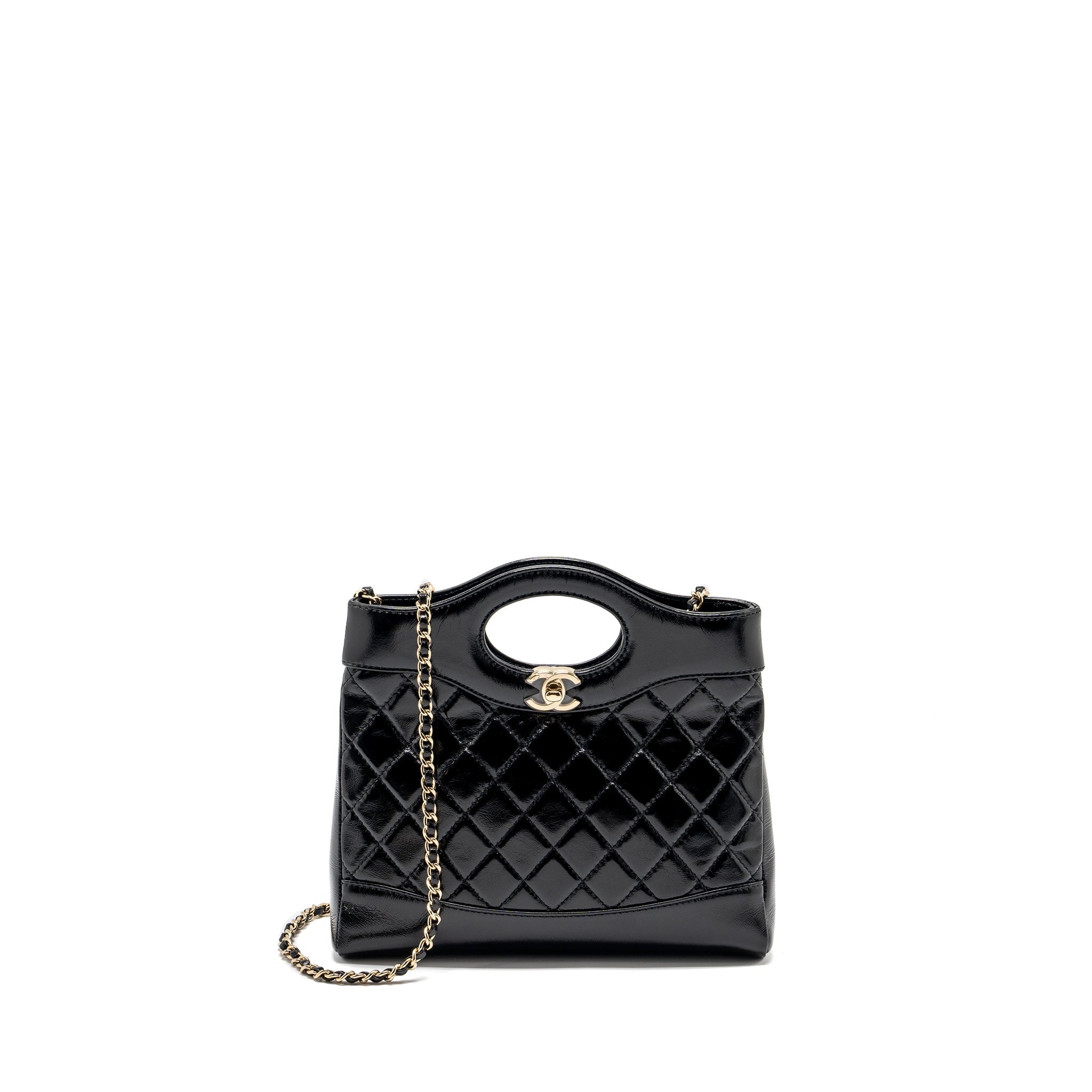 CHANEL MINI 31 BAG SHINY CALFSKIN BLACK LGHW (MICROCHIP)