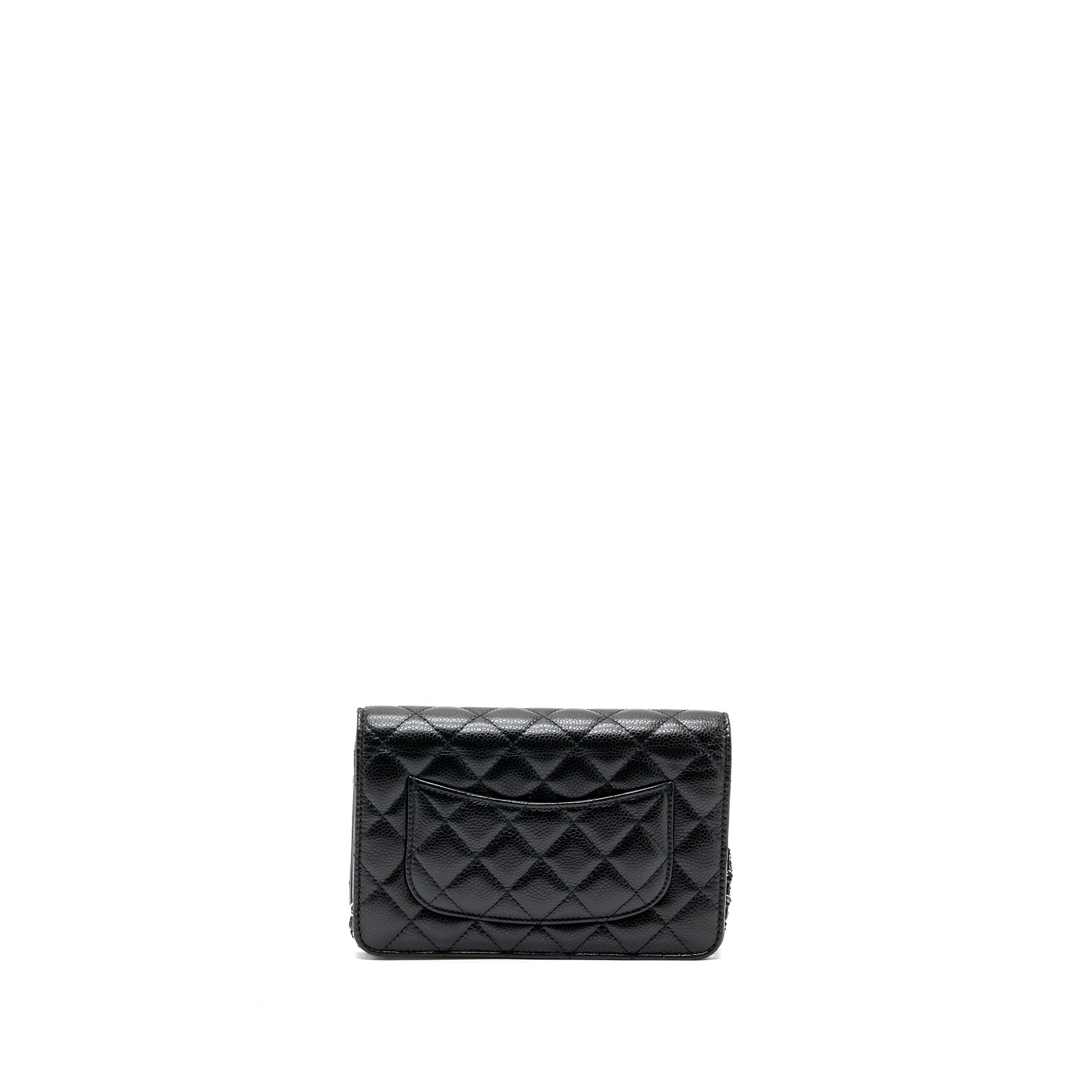 CHANEL CLASSIC WALLET ON CHAIN CAVIAR BLACK SHW (MICROCHIP)
