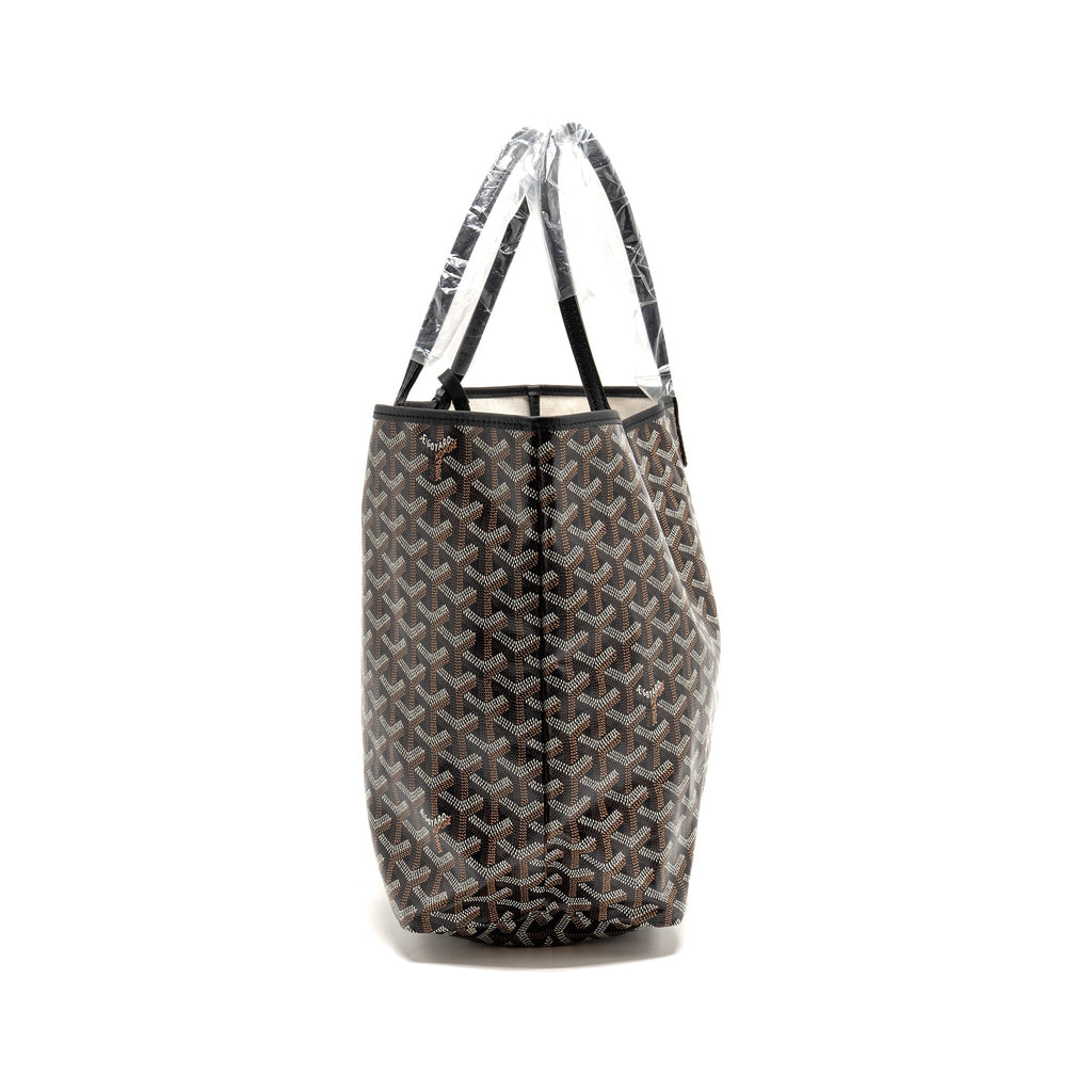 GOYARD SAINT LOUIS PM BAG GOYARDINE CANVAS/CALFSKIN BLACK SHW